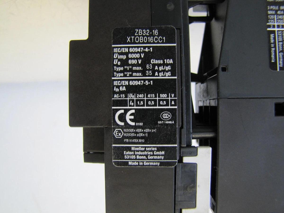 Used Eaton 40 Amp DIL M17-10 Motor Starter Contactor 24 VDC Coil and Overload Relay