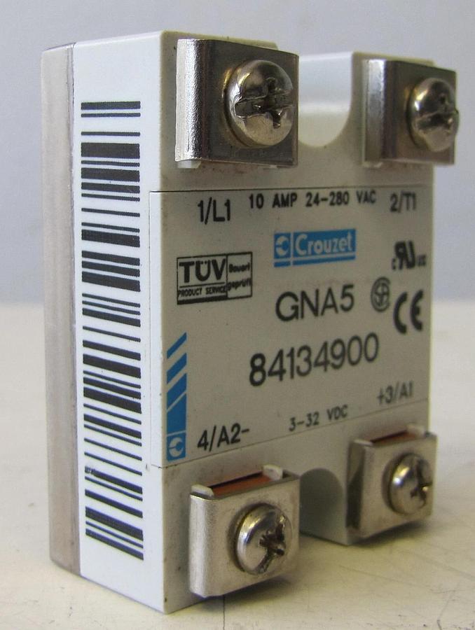 Used Crouzet GNA5 84134900 Solid State Relay 10 Amp 24-280 VAC Input 3-32 VDC Output