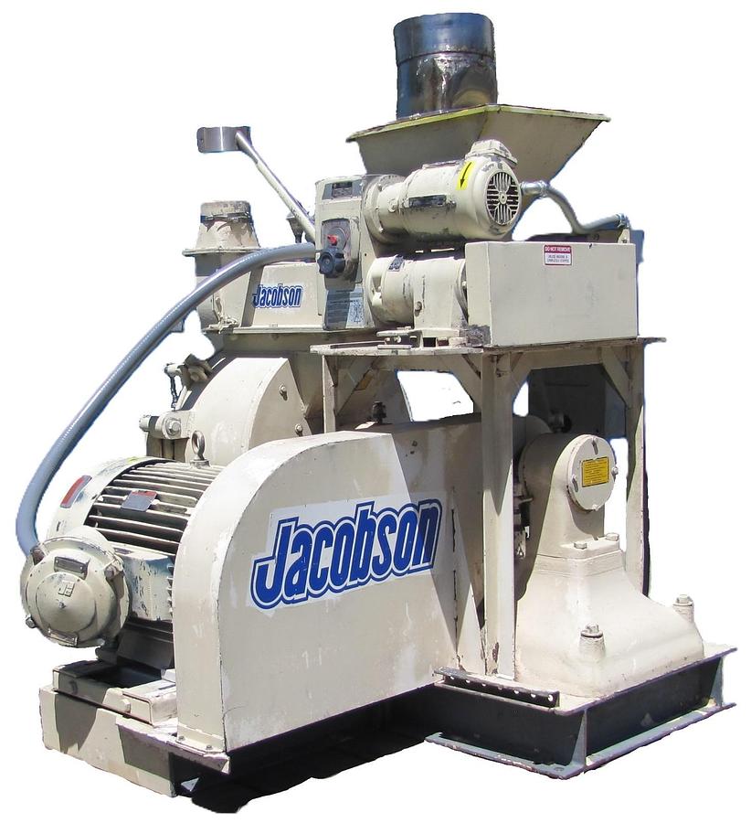 Used Jacobson 75 HP Commercial Hammer Mill Grinder 460V 3 Phase Reliance Motor AS-IS