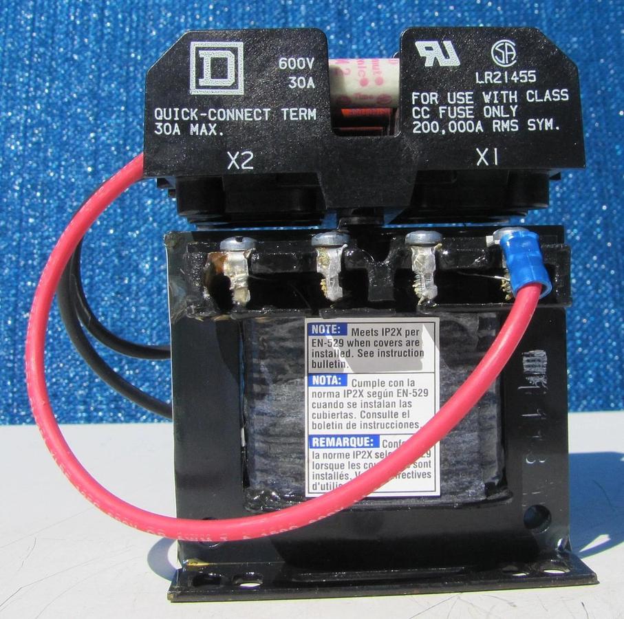 Used Square D .05 KVA Control Transformer 208V Primary 120V Secondary 50 VA