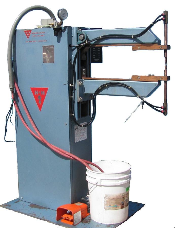 Used H&H 35 KVA Rocker Arm Resistance Spot Welder 24" Throat 230V 1 Phase w/ Coolant