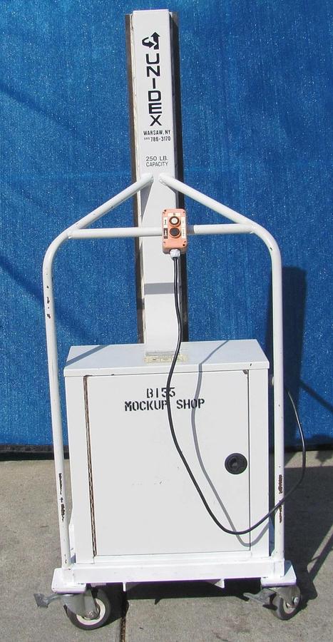 Used Unidex 250 lbs Electric Material Lift 31" Height 24" x 24" Platform 12V Battery