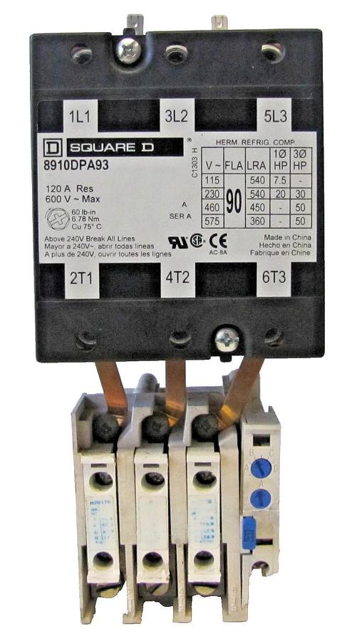 Used Square D 120 Amp Motor Starter Contactor 120V Coil 120A with Overload Relay
