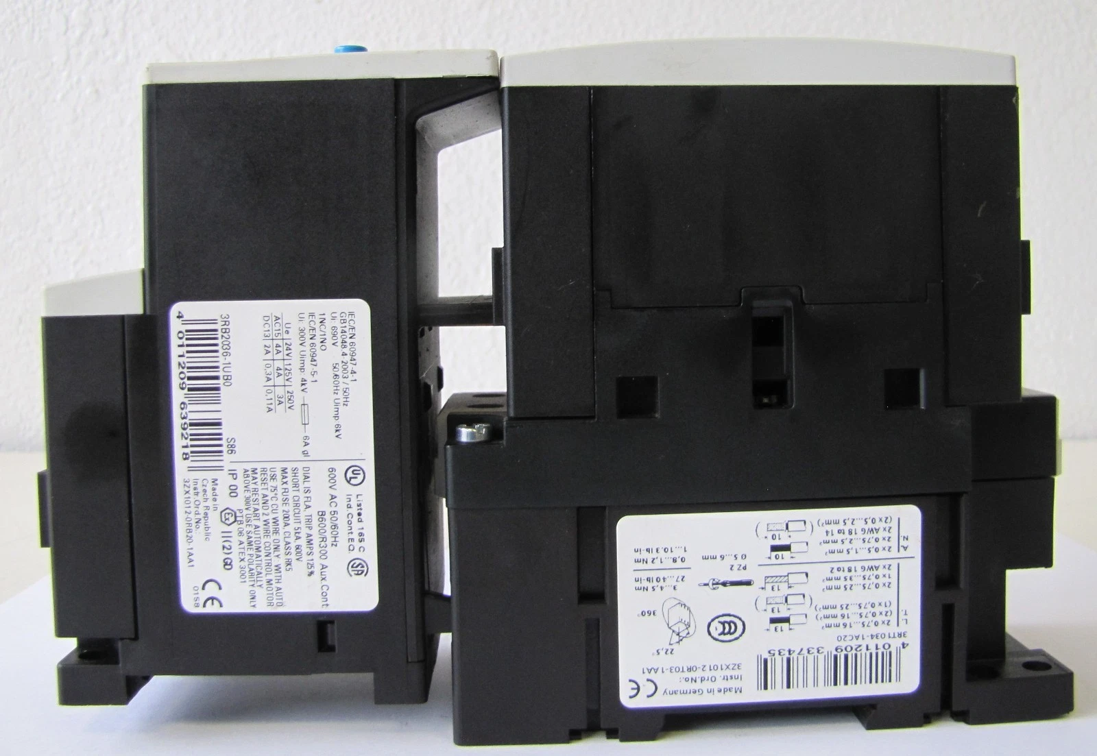 Used Siemens 50A Motor Starter 3RT1034-1A..0 24V Coil With Overload Relay 25HP 460V