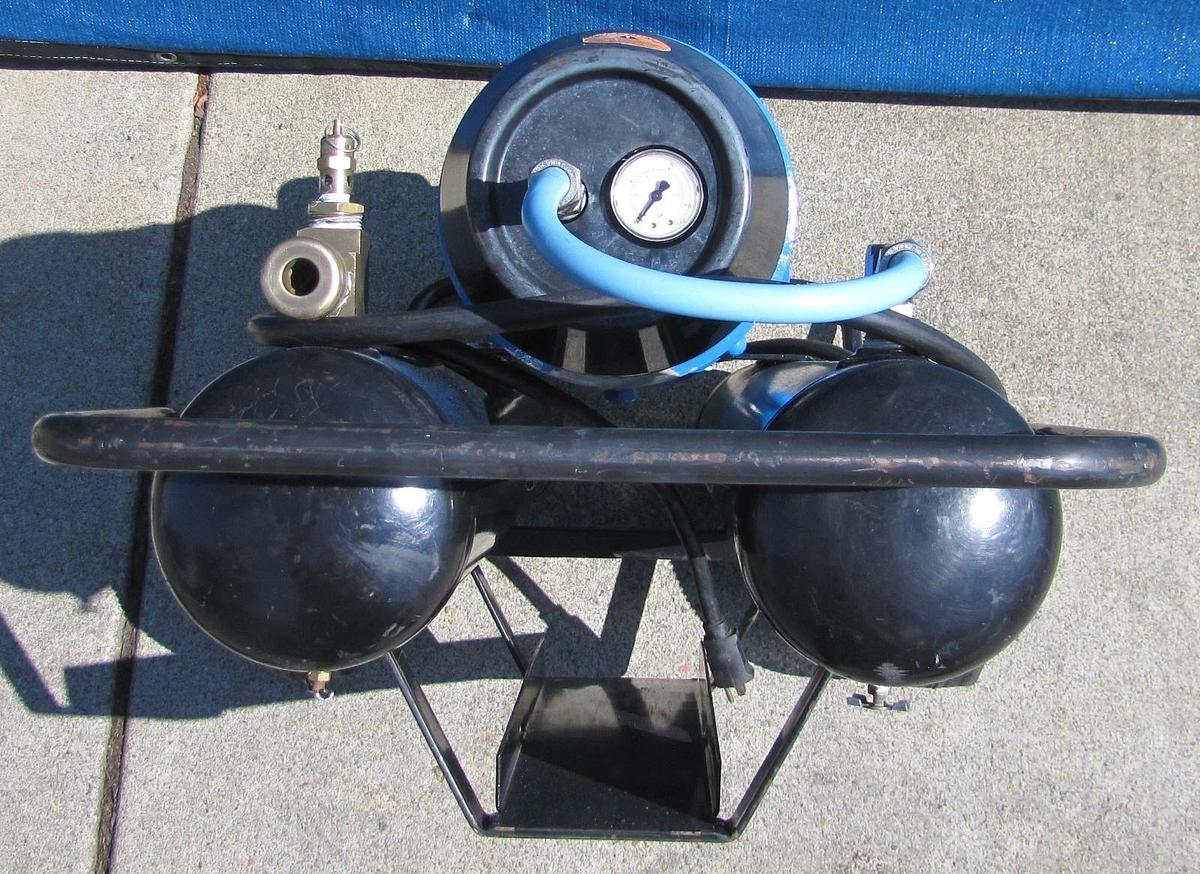 Used Twin Air TA-3 Rotary Vane Air Compressor 2HP 115V Two 50ft Hoses & Manifold #2