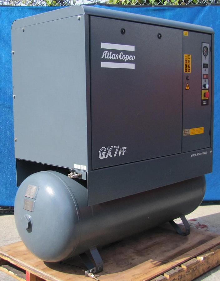 Used Atlas Copco GX7 10HP Rotary Screw Air Compressor 80 Gallon Tank Dryer 230V 3PH