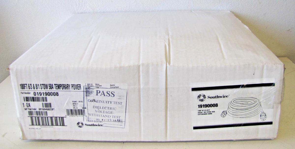 Used Southwire 100 ft Power Cable 6/3 & 8/1 600V 50A
