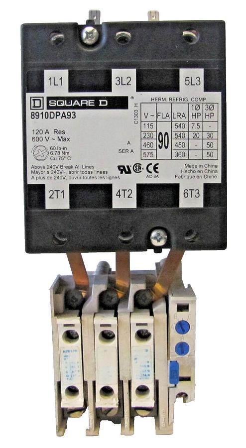 Used Square D 120 Amp Motor Starter Contactor 120V Coil 120A with Overload Relay