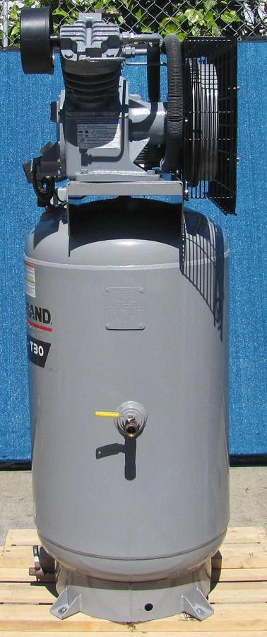 Used Ingersoll Rand 5 HP T30 Upright Piston Air Compressor 80 Gallon Tank 230V 3 Ph