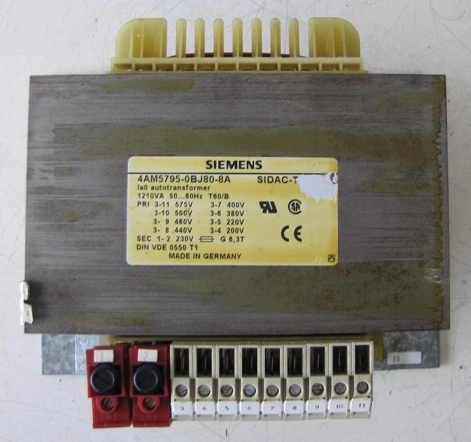 Used Siemens 1210 VA Power Transformer 460V Primary 220V Secondary Sidac-T 1200