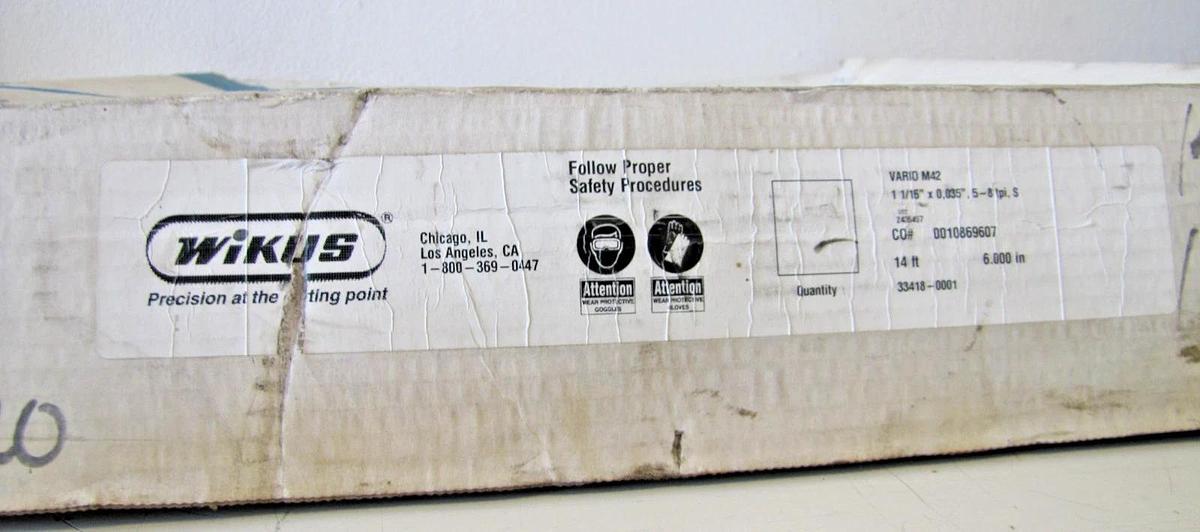 Used Wikus Vario M42 Bandsaw Blade 14 ft 6 in 1-1/16" x 0.035" 5-8 TPI Bi-Metal New