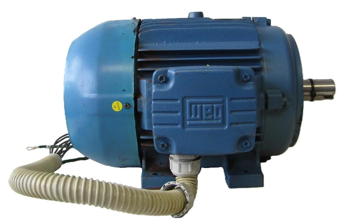 Used WEG 10HP Electric Motor 208-230/460V 3 Phase AC 3545 RPM 123S 1-3/8" Dia Shaft