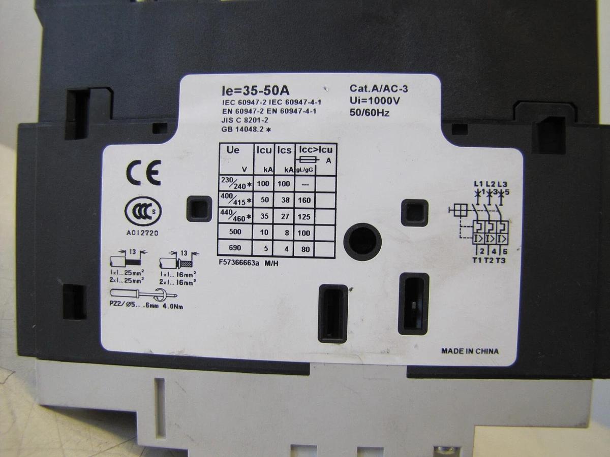 Used GE General Electric GPS2BHAT Manual Motor Starter Contactor 35 - 50A 1000V