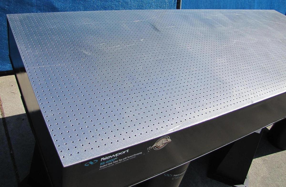 Used Newport RS 4000 10' x 4' Optical Breadboard Sealed Hole Table Top RL-2000 Legs