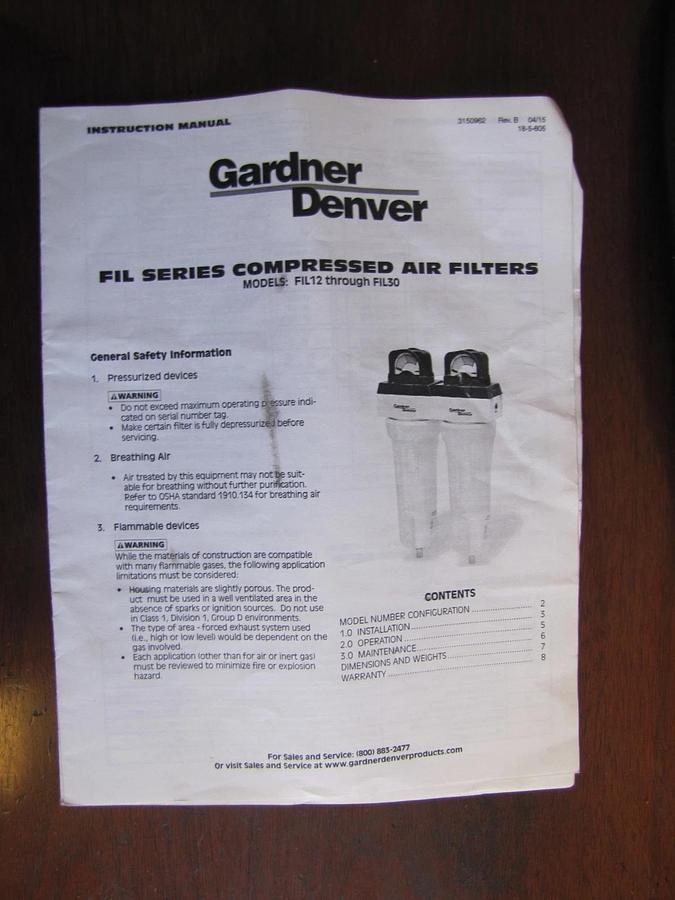 Used Gardner Denver RNC25A2C1N1 25 SCFM Refrigerated Air Dryer 115VAC 232 PSIG R134A