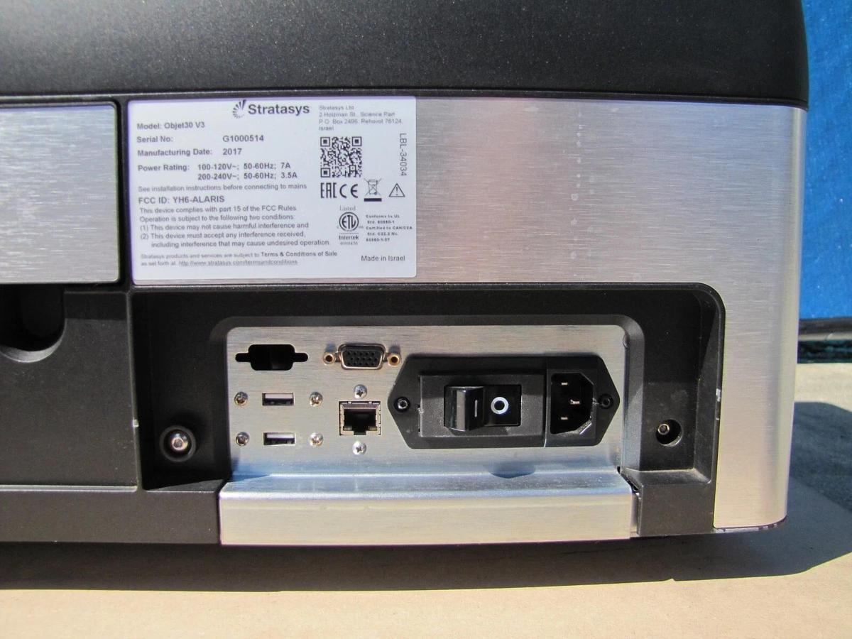 Used 2017 Stratasys 3D Printer Objet30 V3 AS IS for parts or repair Powers On