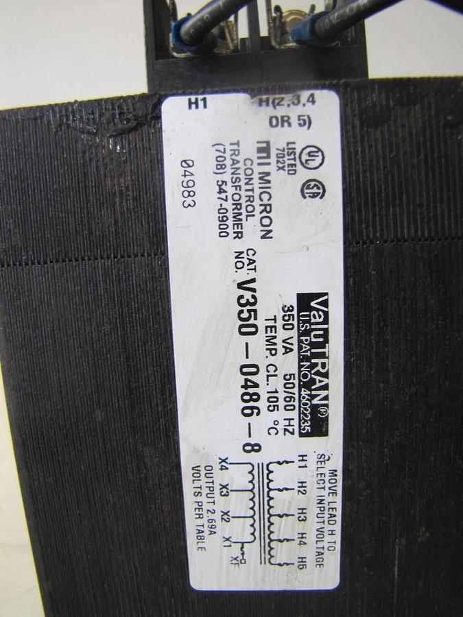 Used Micron ValuTran 350 VA Control Tranformer 230/460V Input 115V 120V Output