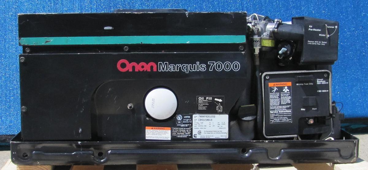 Used Cummins Onan Marquis 7000 Watt RV Mobilehome Gas Generator 120V Output