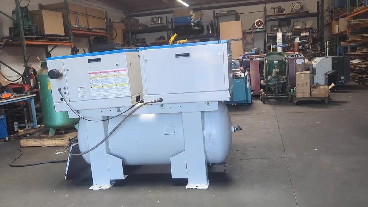 Used Powerex WhisperAIR Oil Less Dual 7.5 HP Scroll Compressor 200 Gallon Tank AS IS