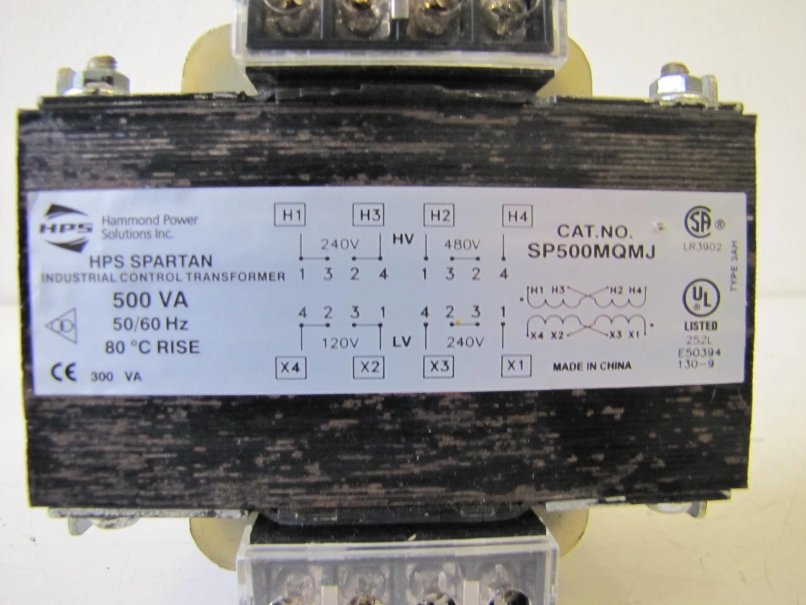 Used HPS SP500MQMJ 500VA Control Transformer 240/480V Input 120/240V Output 0.5 KVA