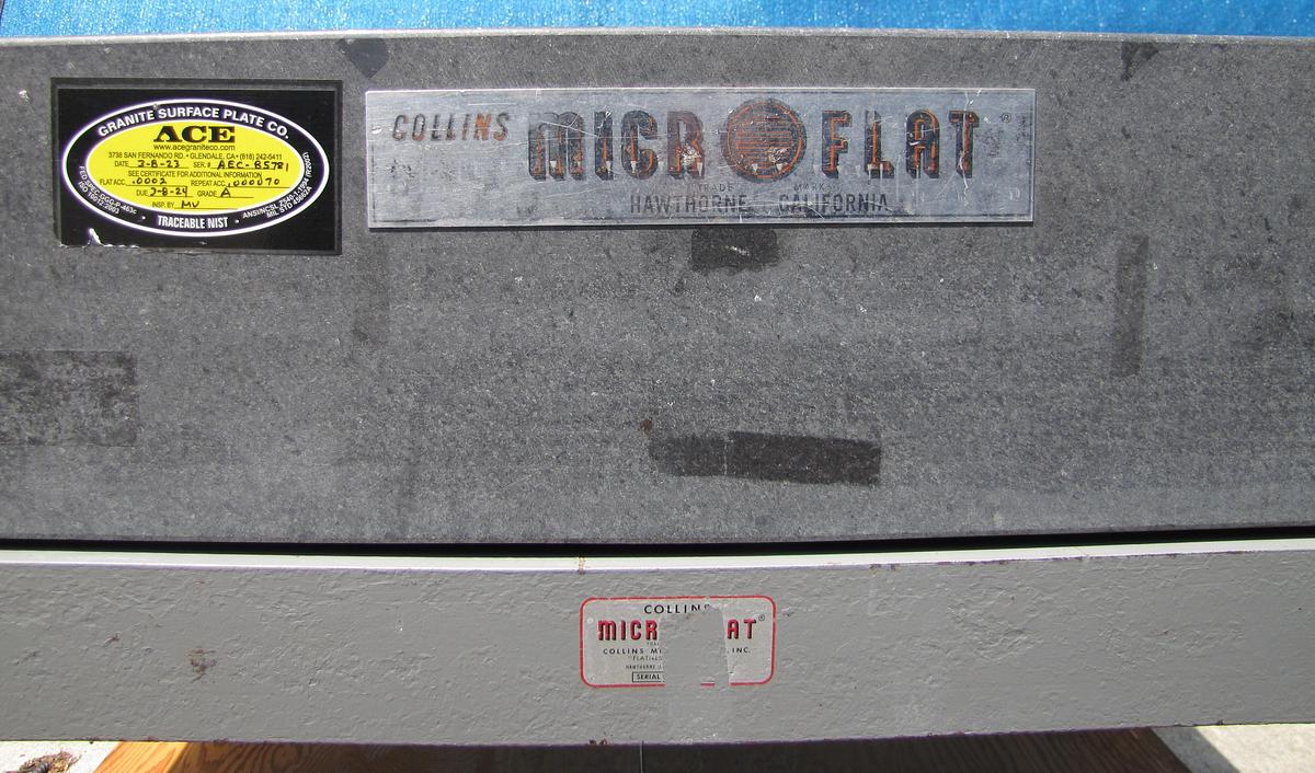 Used Collins Microflat Granite Table 48" x 36" Grade A Inspection Surface Plate