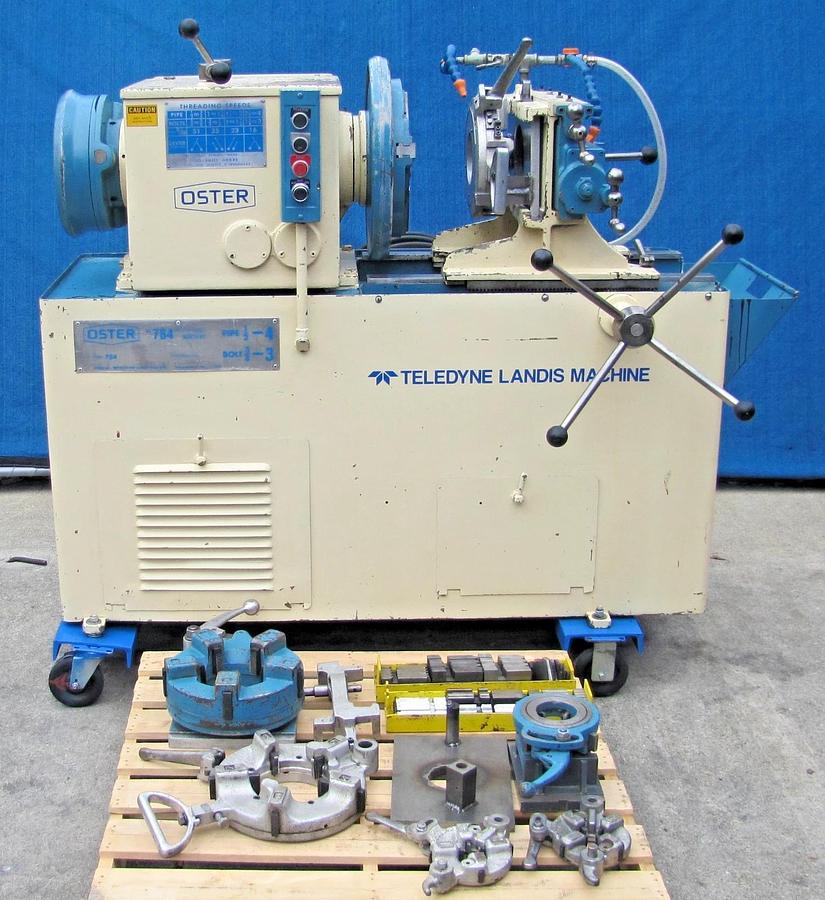 Used Oster 784 Pipe & Bolt Threader 1/2"-4" 3HP 230V 3 Phase Oil Pump 6 Die Heads