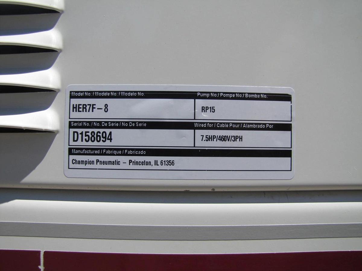 Used Gardner Denver 7.5 HP Piston Air Compressor 80 Gallon Tank 460V 3PH 160PSI