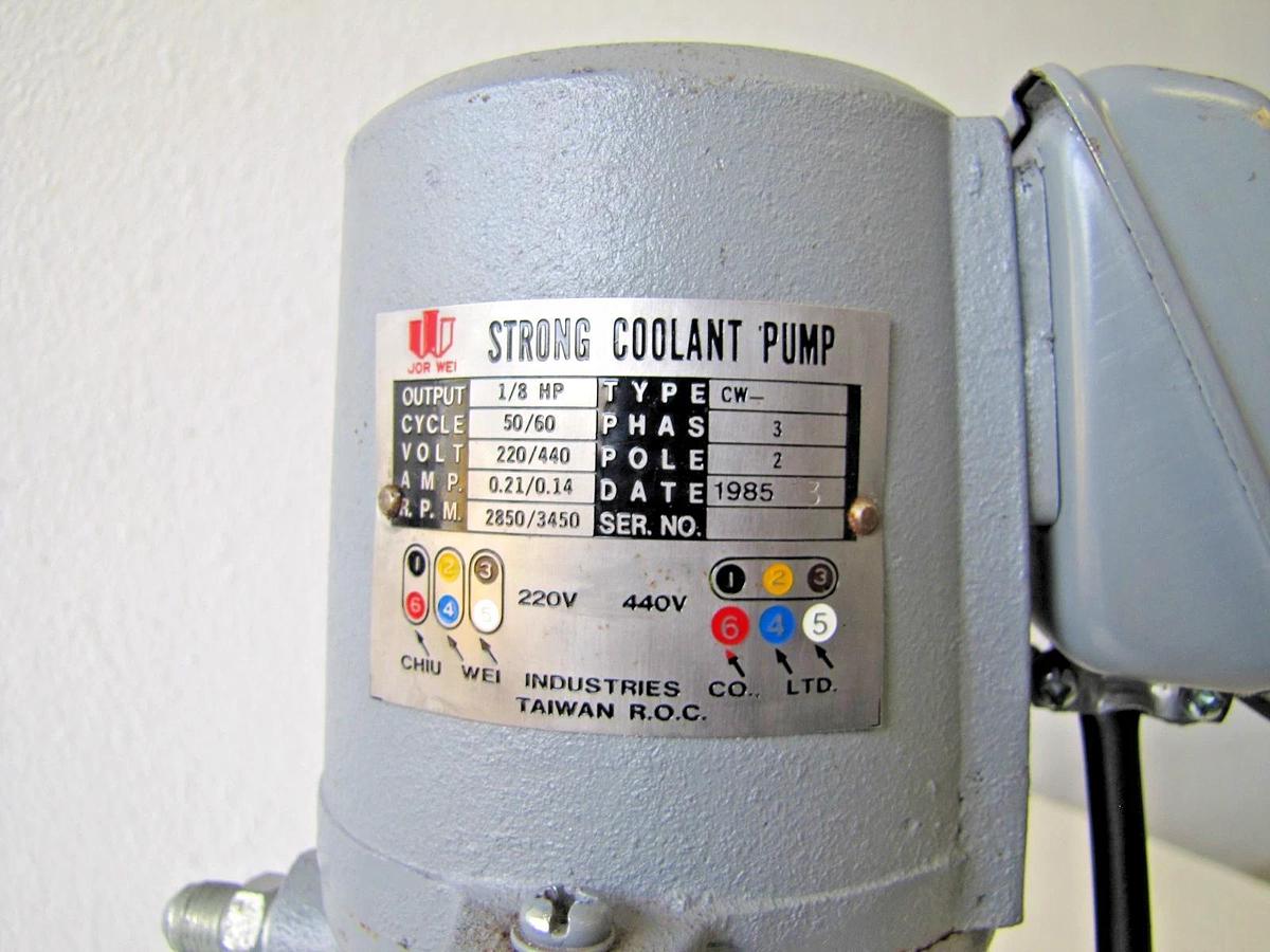 Used Wei Industries Strong Coolant Pump 1/8 HP 230V 3 Phase Lathe Machine Shop Tool