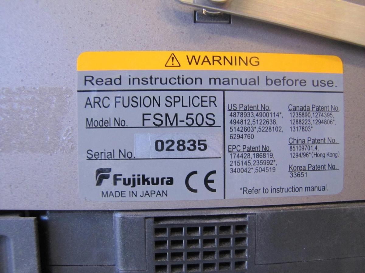 Used Fujikura FSM-50S Optical Fiber Arc Fusion Splicer AS IS with Case and Manual