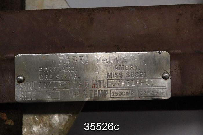 Used Fabri 37R316H01 4" Hand Operated Knife Gate Valve #35526