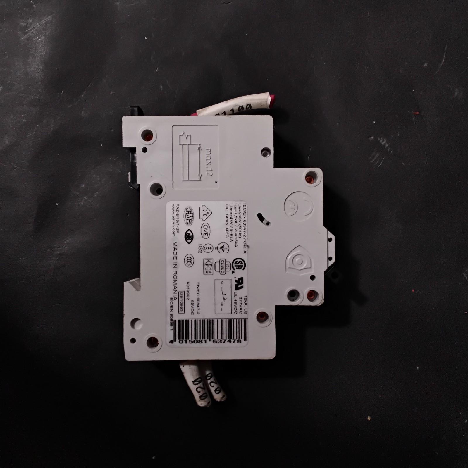 Used EATON FAZ-B16/1-SP SUPPLEMENTARY PROTECTOR ($8 OBO)