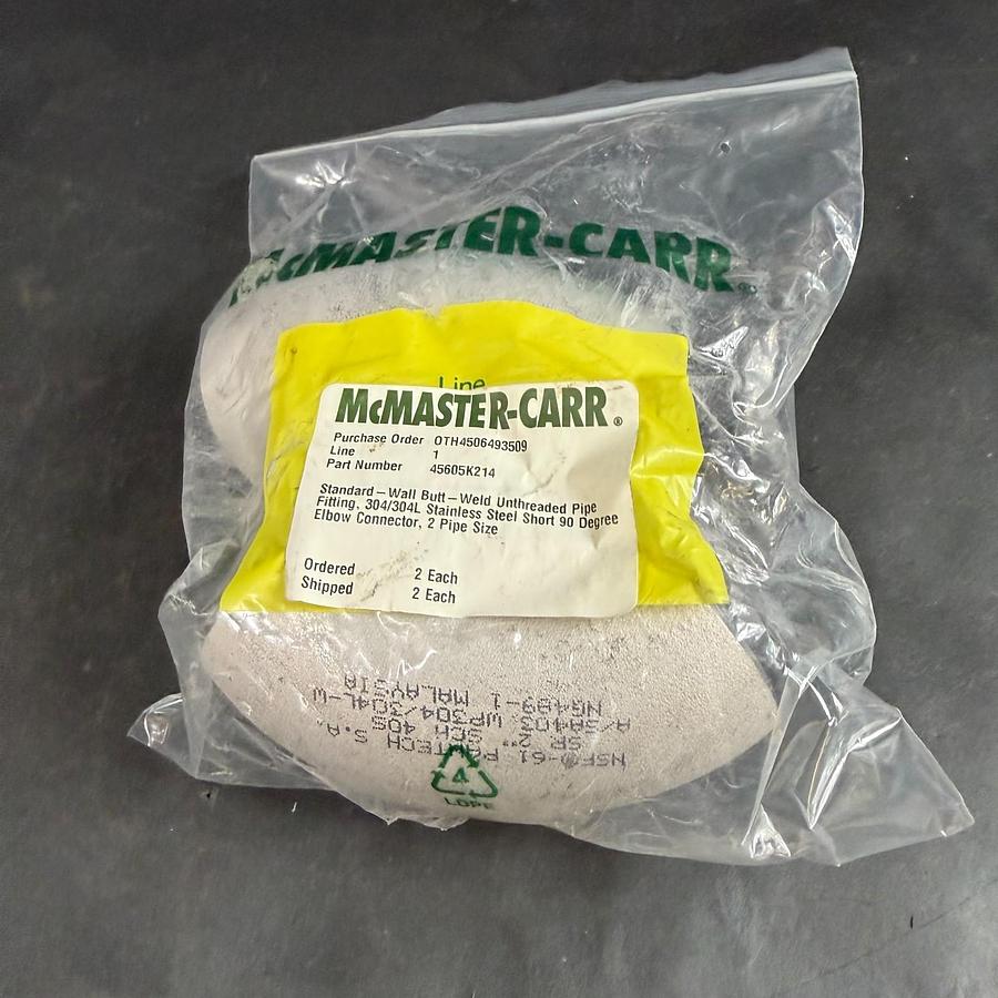 Used MCMASTER-CARR 304/304L 2” PIPE FITTING - SET OF 2