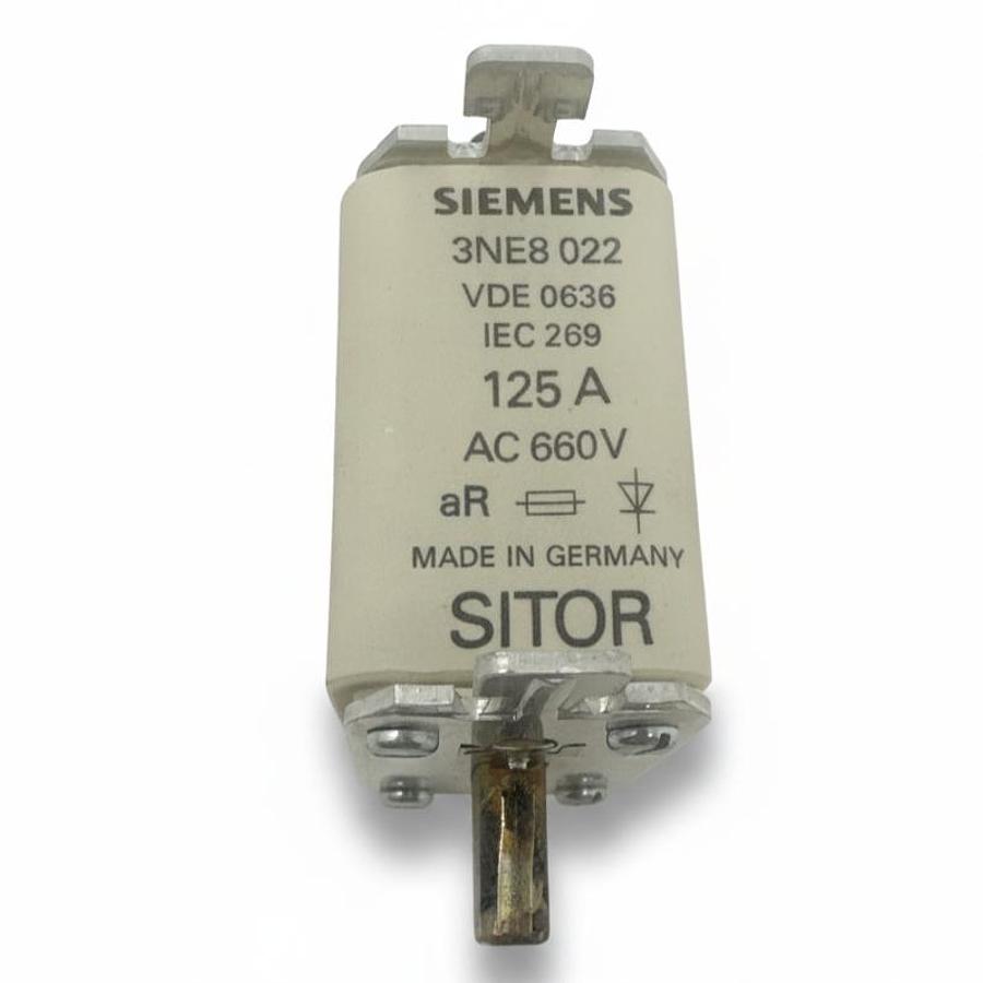 Used SIEMENS 3NE8022 SITOR SEMICONDUCTOR FUSE 125AMP 660V AC AR INDUSTRIAL PROTECTION