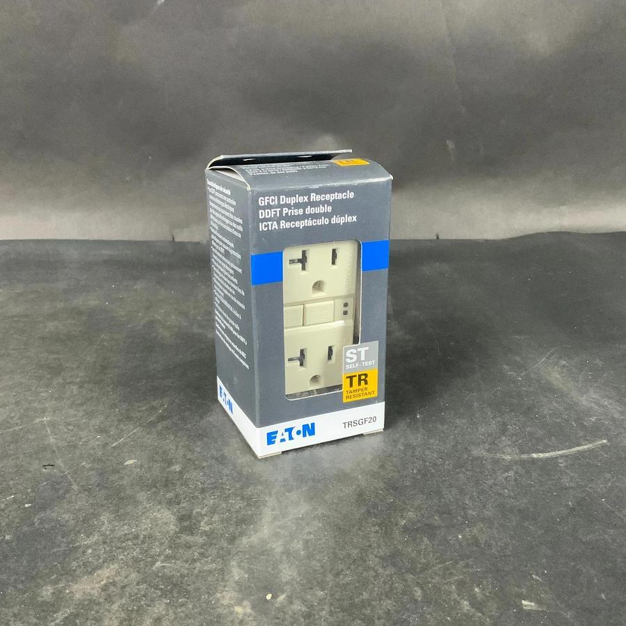 Used EATON TRSGF20LA-BX-LW GFCI DUPLEX RECEPTACLE ($10 OBO)