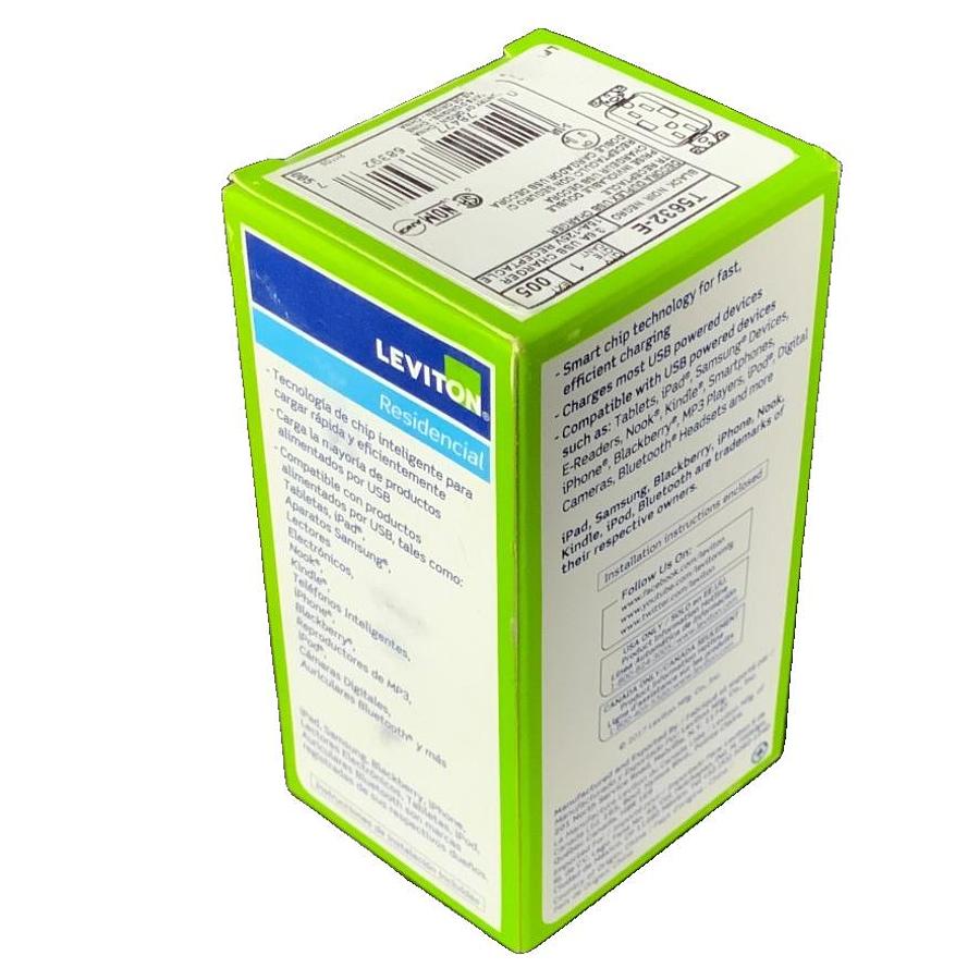 LEVITON T5632-E DUPLEX USB CHARGER OUTLET 15A 125V 1500W WALL RECEPTACLE