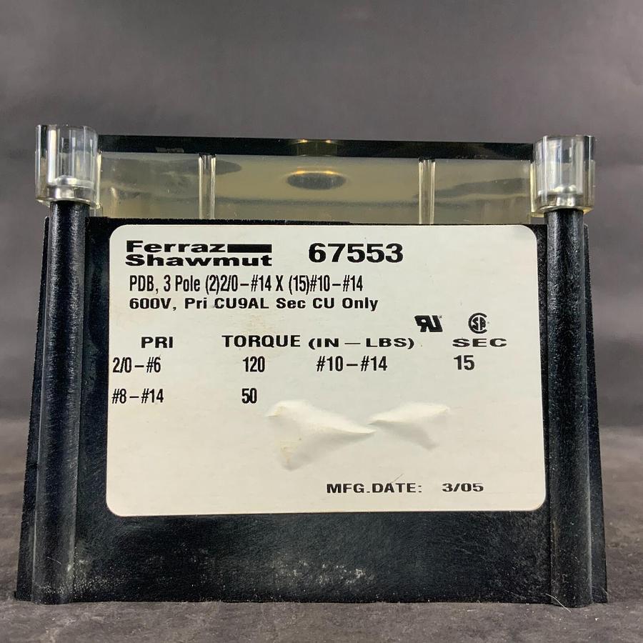 Used FERRAZ SHAWMUT 67553 DISTRIBUTION BLOCK ($35 OBO)