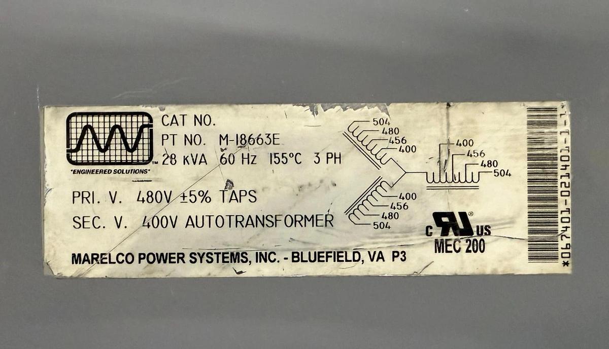 Refurbished Marelco M-18663E 28kVA Transformer ($1600 OBO)