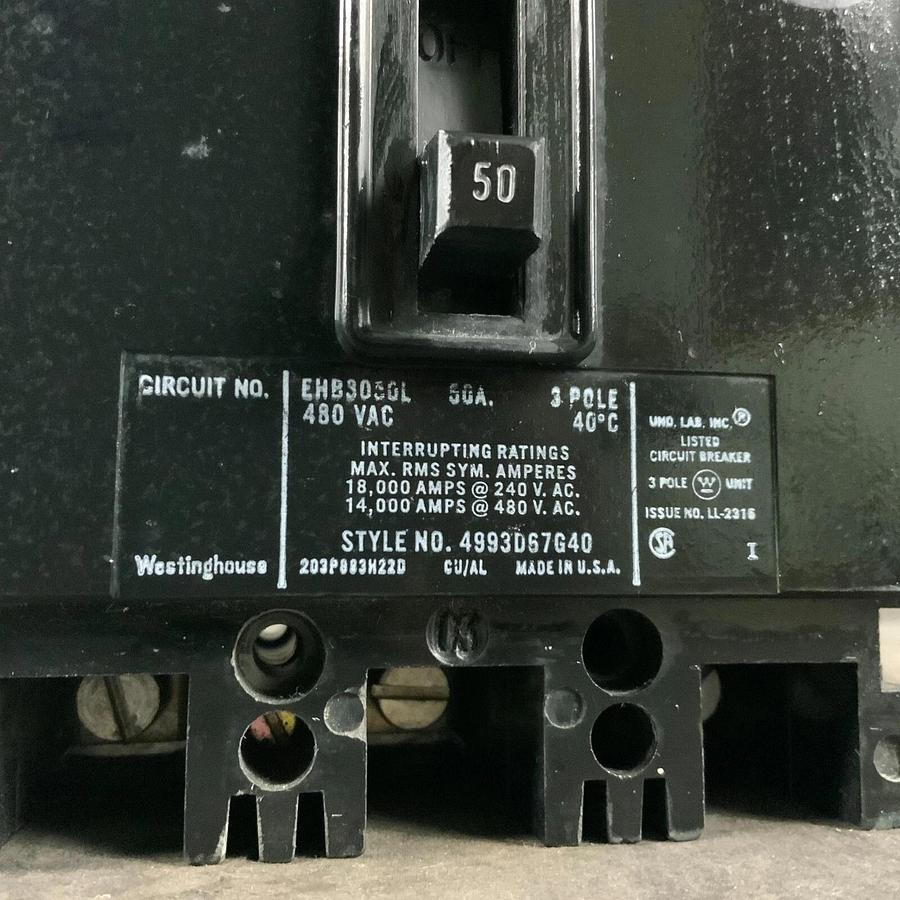 Used WESTINGHOUSE EHB3050L CIRCUIT BREAKER ($50 OBO)