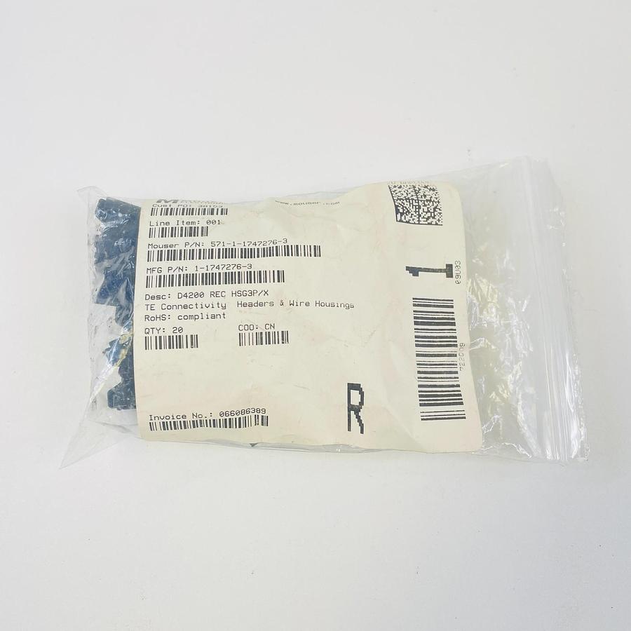 Used TE CONNECTIVITY AMP 1-1747276-3 D4200 REC HSG 3P/X 20 PCS
