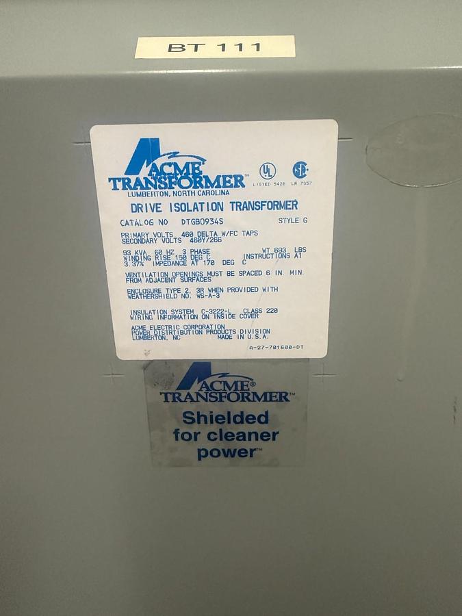 Used ACME Transformer DTGB0934S 93KVA ($4,500 OBO)