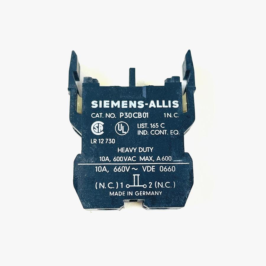 Used SIEMENS ALLIS P30CB01 1NC CONTACT BLOCK 10A 600VAC INDUSTRIAL CONTROL NEW