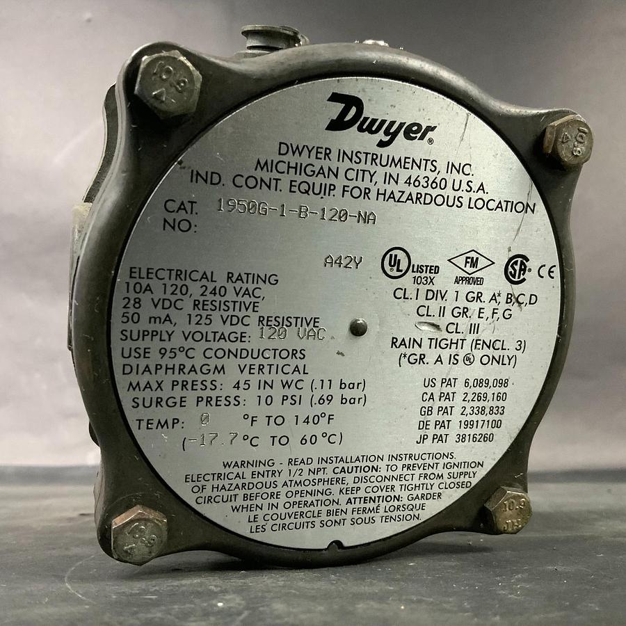 Used DWYER 1950-1-B-120-NA PRESSURE SWITCH ($120 OBO)