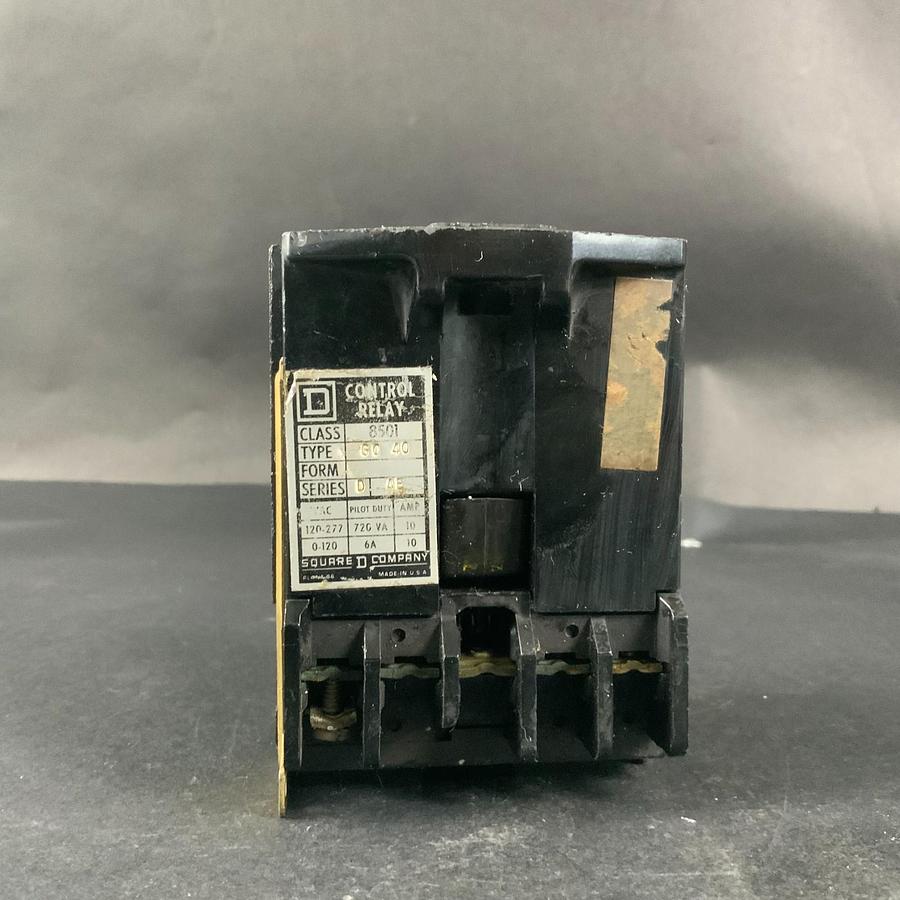 Used SQUARE D 8501 G040 SERIES D CONTROL RELAY ($20 OBO)