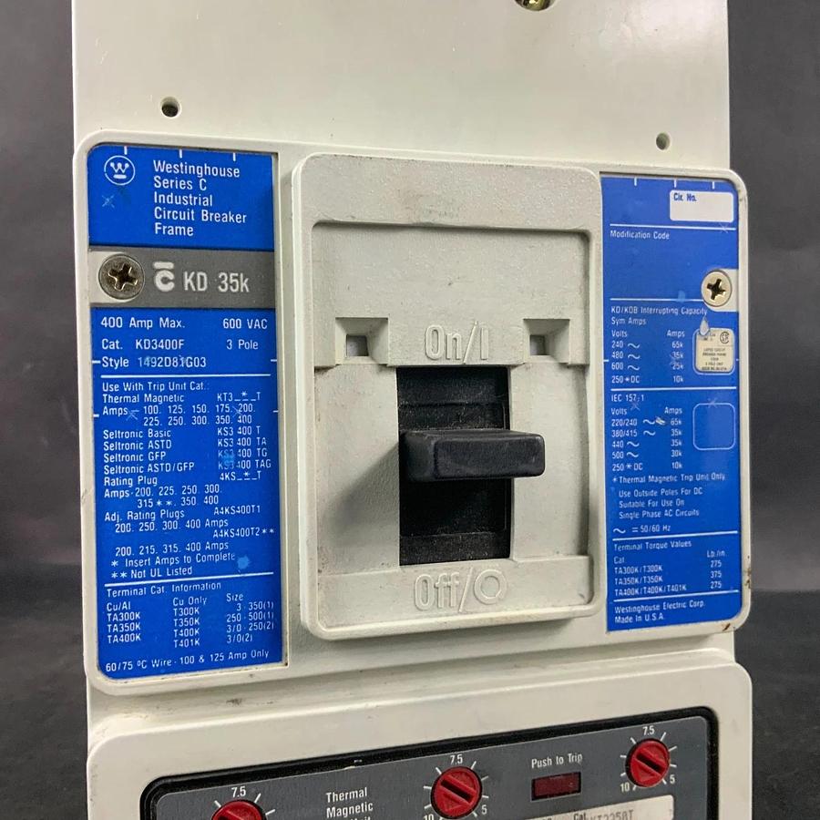 Used WESTINGHOUSE KD3400F SERIES C CIRCUIT BREAKER ($300 OBO)
