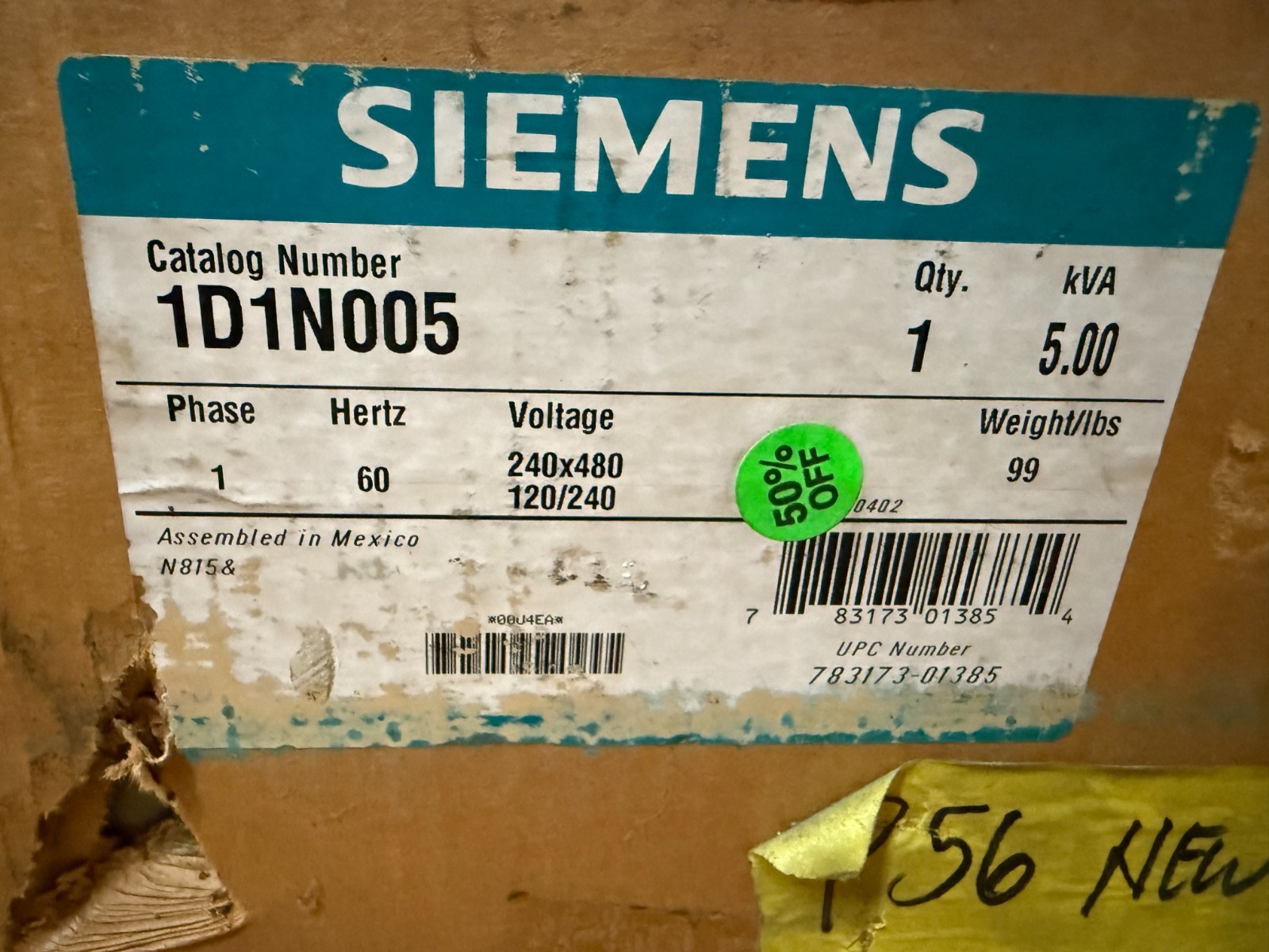 Used Siemens Transformer CAT NO. 1D1N005 5kVA ($600 OBO)