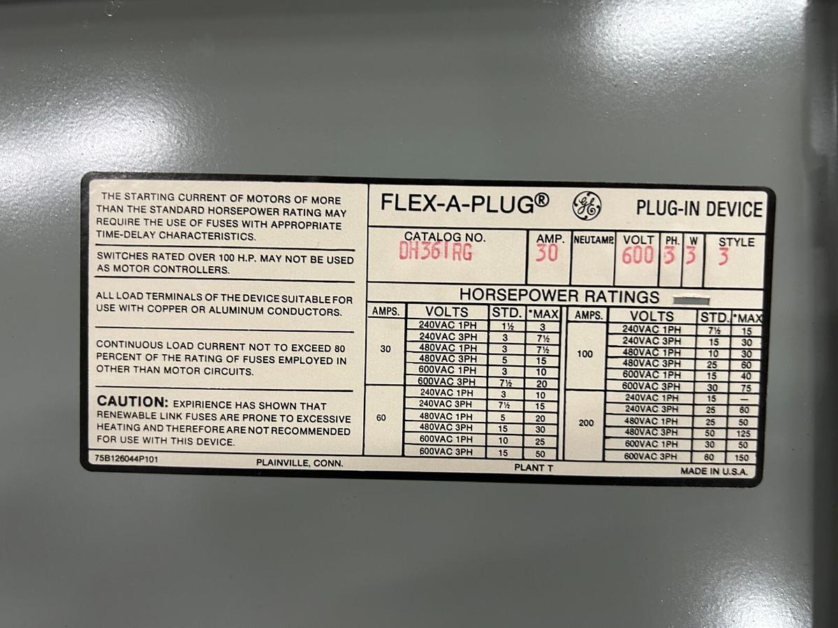 Used GENERAL ELECTRIC DH361RG BUSWAY PLUG ($150 OBO)