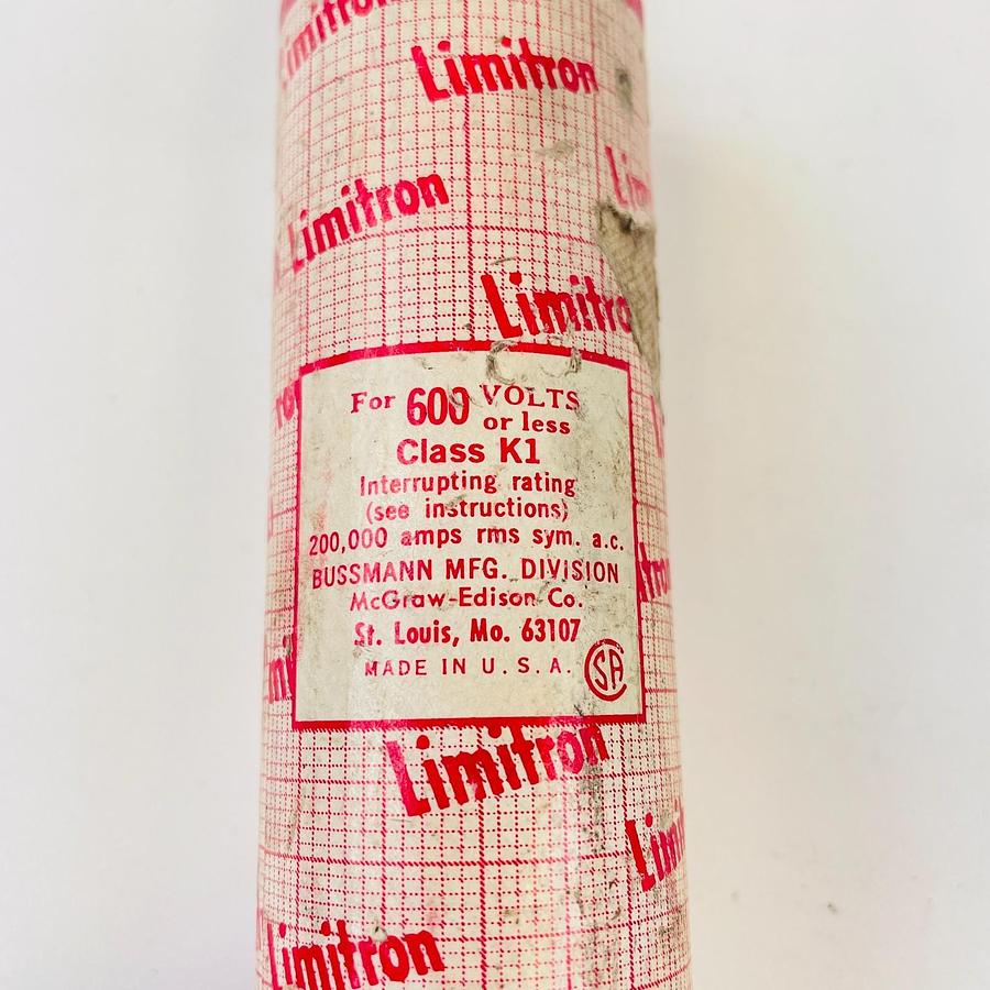 Used BUSSMANN KTS 110 LIMITRON FUSE 600 VOLTS INDUSTRIAL ELECTRICAL REPLACEMENT PART