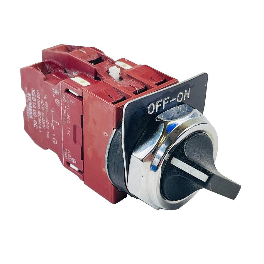 Used SIEMENS 3SB03-2MKB 2-POS SELECTOR SWITCH "OFF-ON" 22MM 2NC 2NO 3SB1400-0A/0B/0C