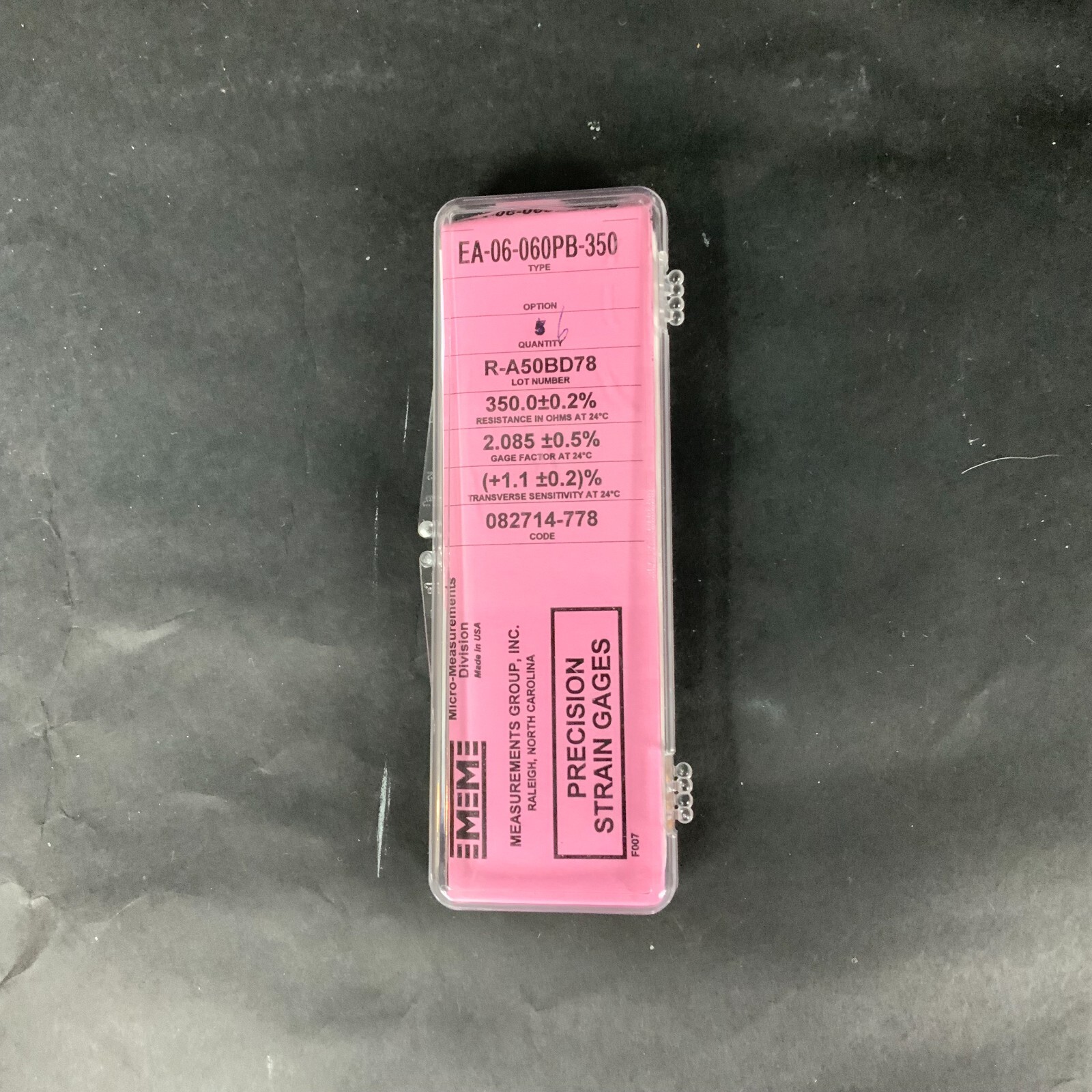 Used MICRO-MEASUREMENTS EA-06-060PB-350 PRECISION STRAIN GAUGE - BOX OF 5 ($25 OBO)