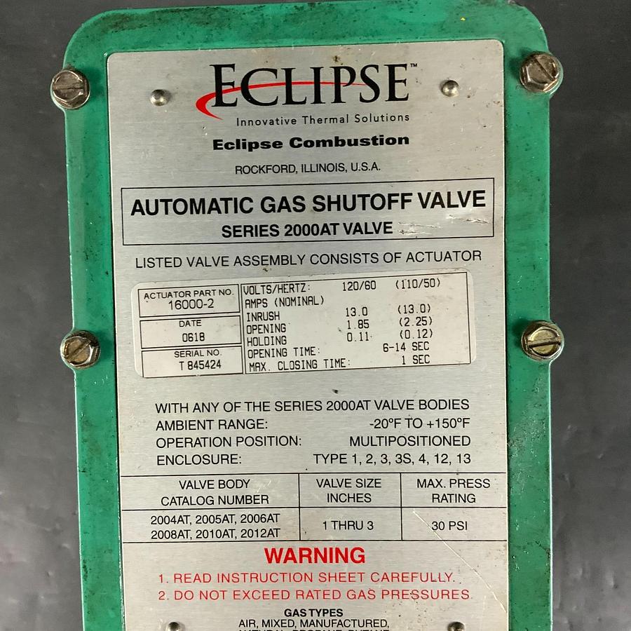 Used ECLIPSE 16000-2 AUTOMATIC GAS SHUT-OFF VALVE ($600 OBO)